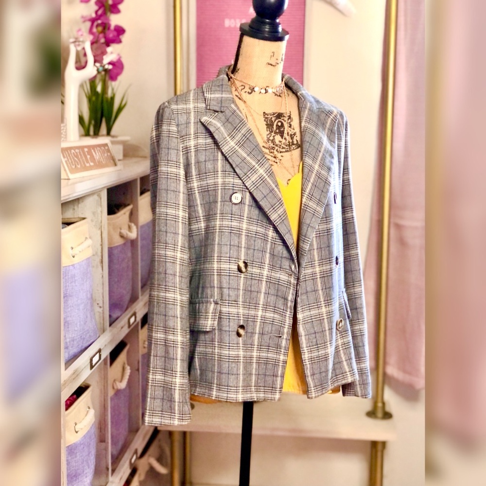 Plaid Jacket Gray Jacket Blazer - image 5